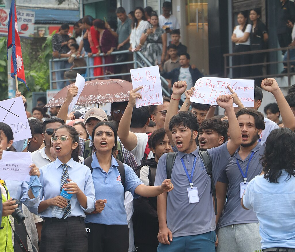 Protesters in Nepal.